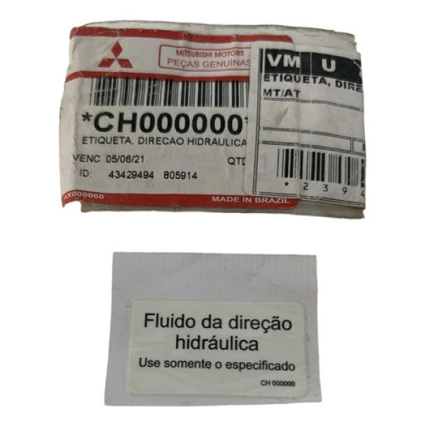Etiqueta Direção Hidraulica Mitsubishi 